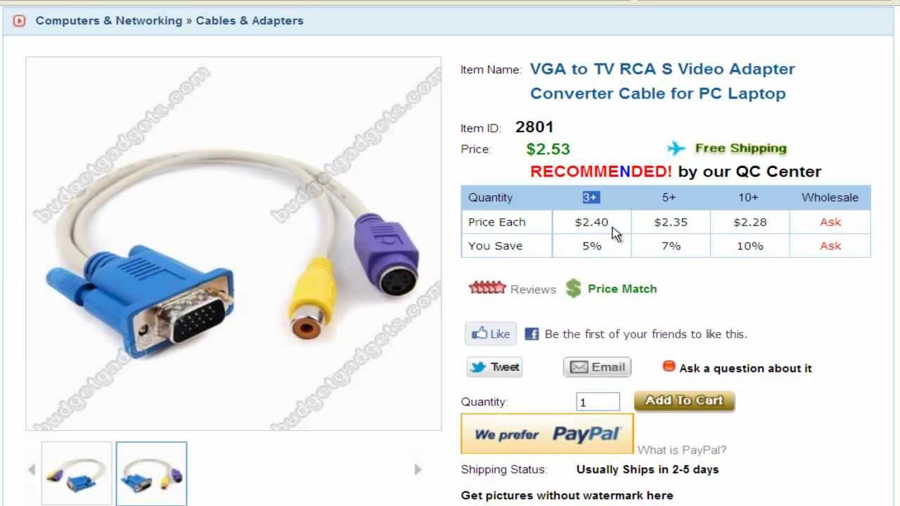 Vga To Tv Rca S Video Adapter Converter Cable For Pc Laptop Youtube