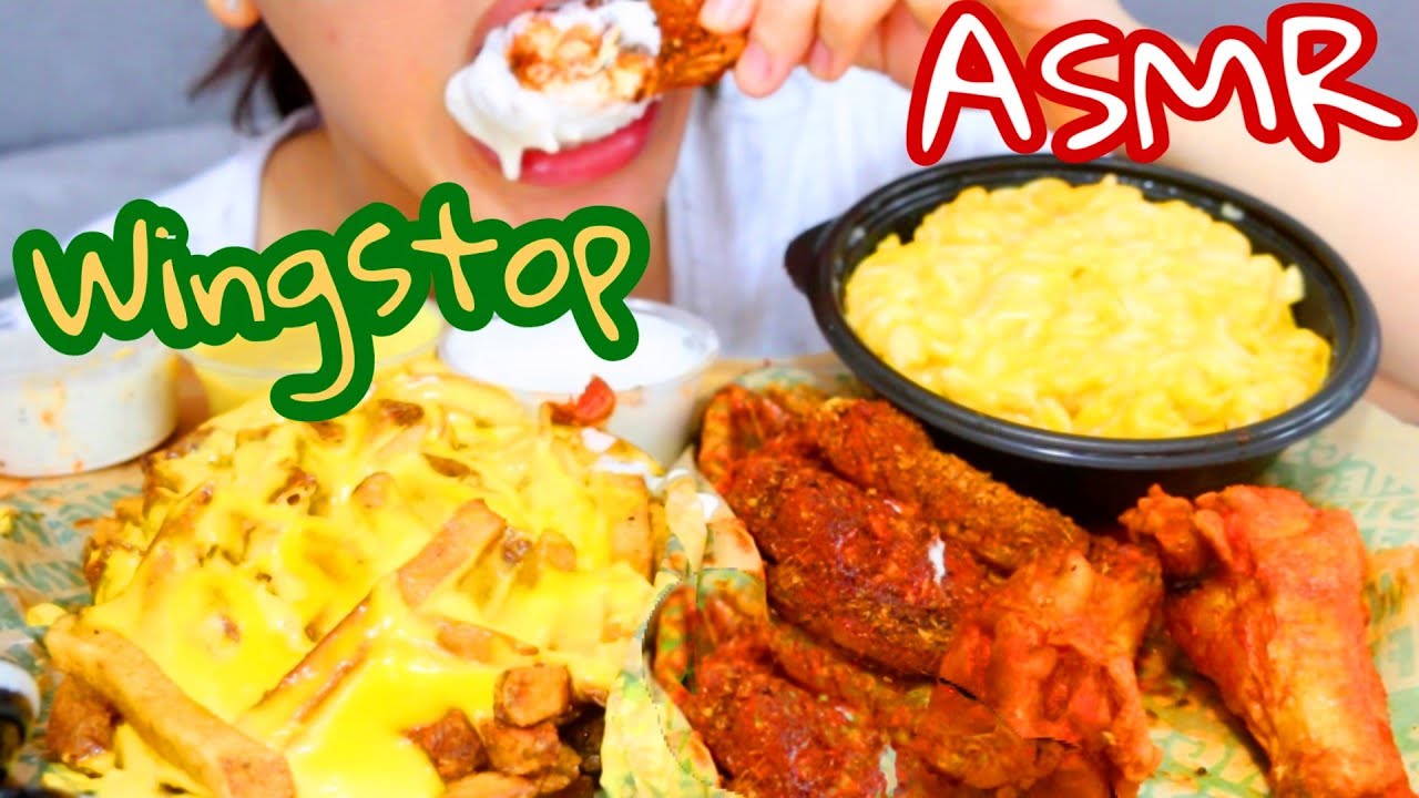 ASMR WINGSTOP MUKBANG CHICKEN WINGS + CHEESE FRIES + RANCH ...