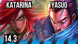 KATARINA vs YASUO (MID) | 16/1/1, Legendary, 6 solo kills, 700+ games | KR Master | 14.3