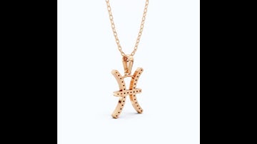 Pisces Zodiac Sign Charm Pendant in Lab Grown Diamond-14K Rose Gold #giftideas #piscessign2025