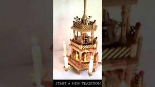 Vintage German 3 Tier Pyramid Nativity Carousel Erzgebirge Christmas Nativity
