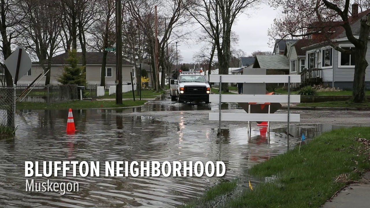 Scenes from Muskegon's flooded Bluffton Neighborhood YouTube