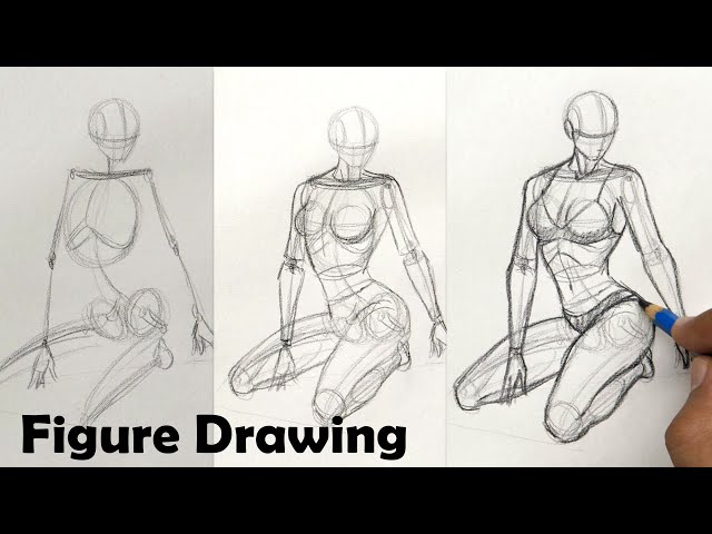 How to draw Female Anatomy Pose | Draw Female Sitting Pose | Figure drawing step by step class=