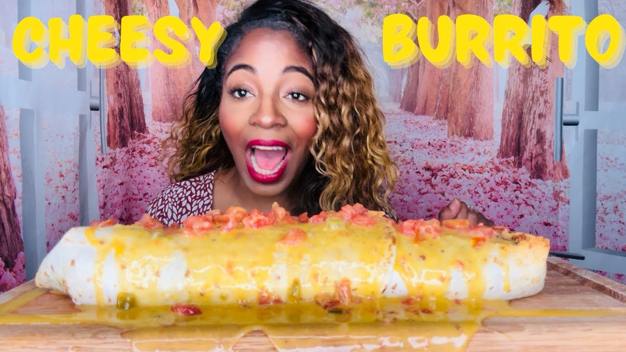 GIGANTIC CHEESY BURRITO 🌯 MUKBANG - YouTube