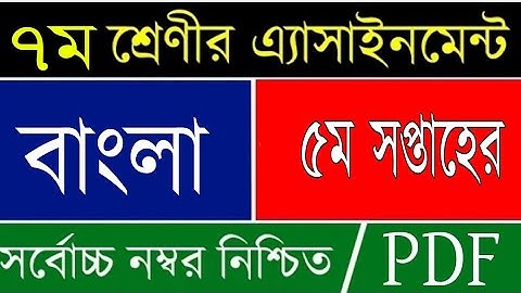 Class 7 Bangla Assignment Answer | 5th Week | ৭ম শ্রেণীর বাংলা এসাইনমেন্ট | 5th Week Bangla Class 7