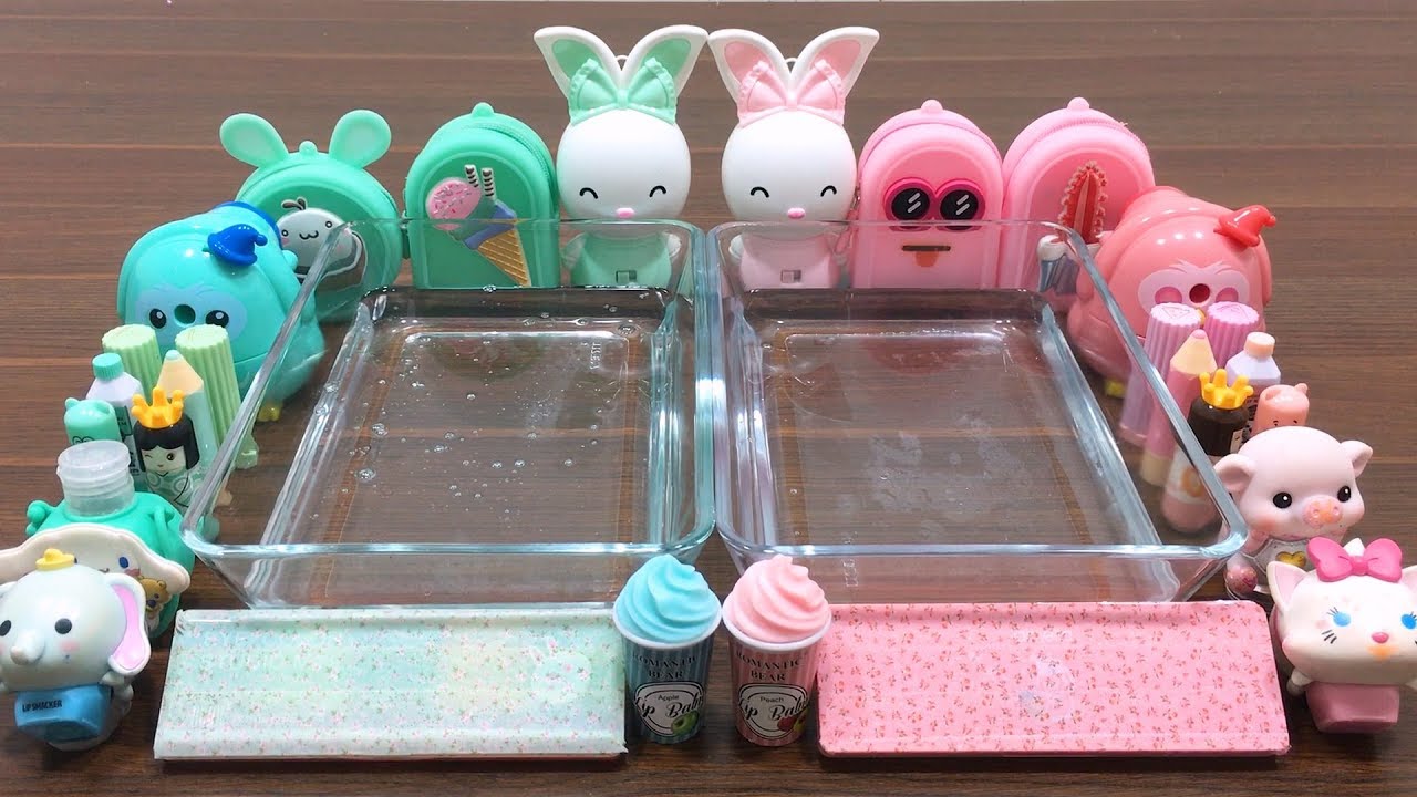 Special Series #5 PINK vs GREEN | Mixing Random Things into Clear Slime | Satisfying Slime Videos