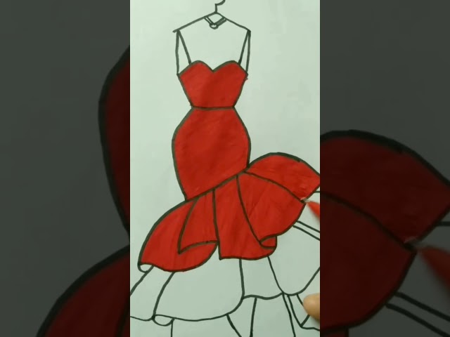 💃💃❤😍 Beautiful Dress #drawing #art #tutorial #creativity #easy #sketching #love #draw #designer