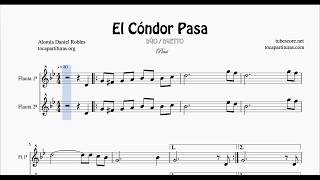 Video thumbnail of "El Cóndor Pasa Partitura del Dúo de Dos Flautas Dulce y Travesera  1ª y 2ª Flauta"