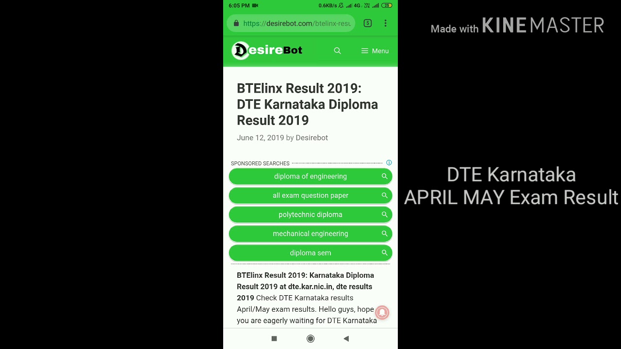 Declared Today Dte Karnataka Diploma Result 2019 Btelinx Result