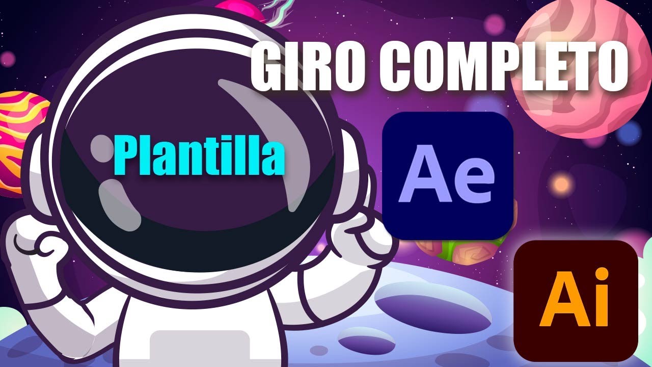 Giro completo de astronauta en After Effects, plantilla editable gratis