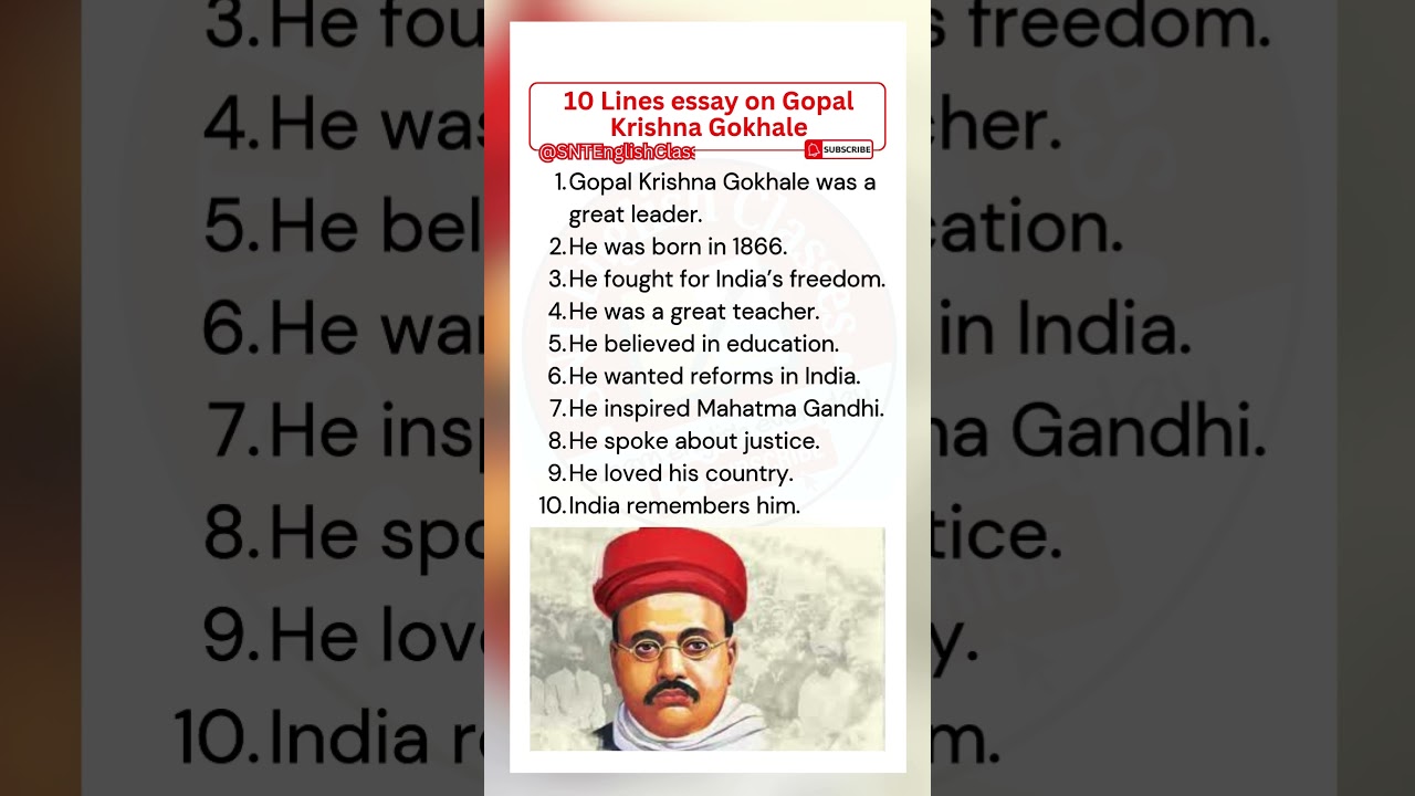 10 Lines on Gopal Krishna Gokhale | Essay on Gopal Krishna Gokhale