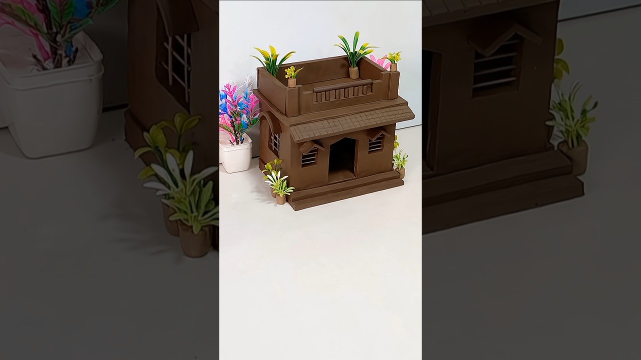 How to make a small mud house with clay || 👉🏘 || Mitti ka ghar | #shorts #claycrafts #clayart