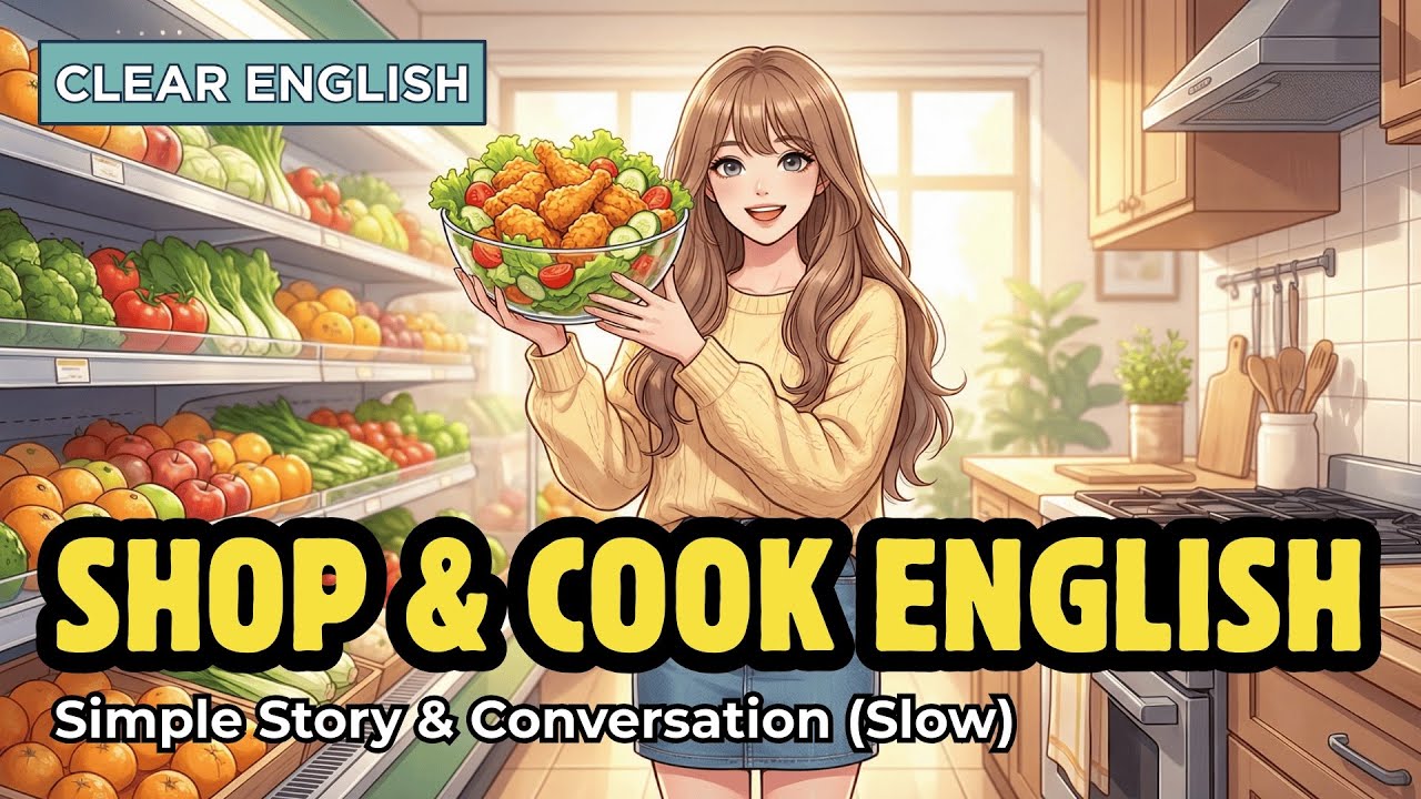 Английский для начинающих: Покупки и приготовление хрустящего куриного салата (урок уровня A1-A2)