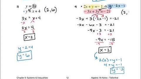 5.3: Solving Systems By Substitution Notes Video {Algebra 1A}