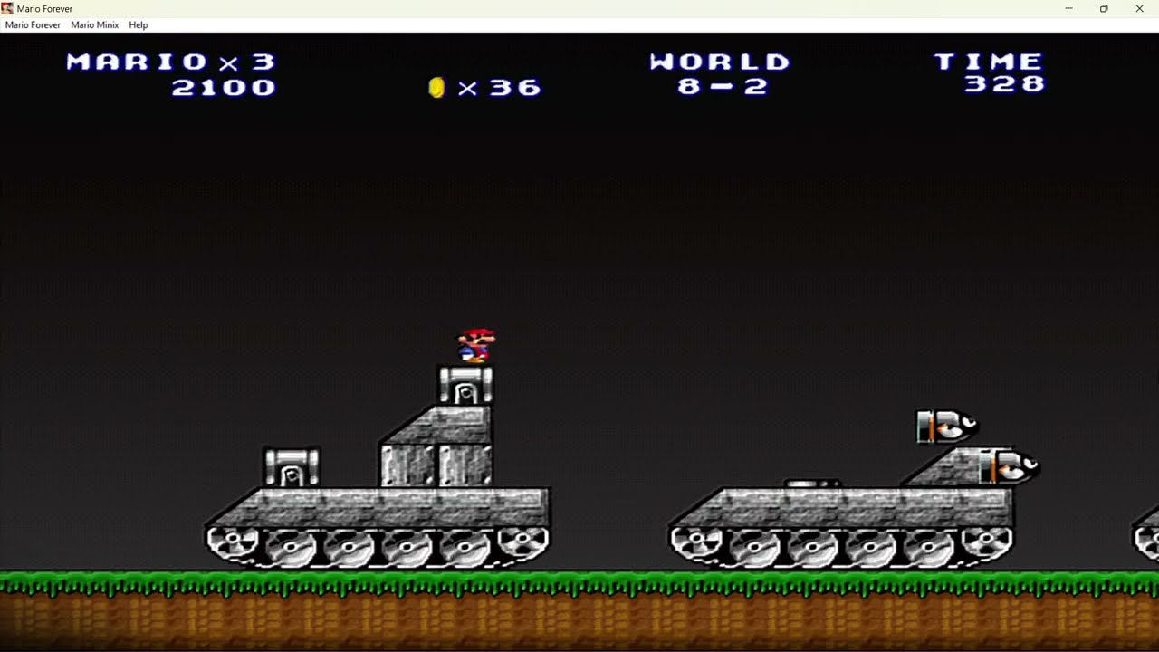 mario forever oyununda tank bölümünü oynuyorum