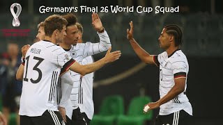 Germany's Official Squad FIFA World Cup Qatar 2022