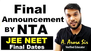NTA Final Announcement Of Exam Dates For NEET JEE 2019