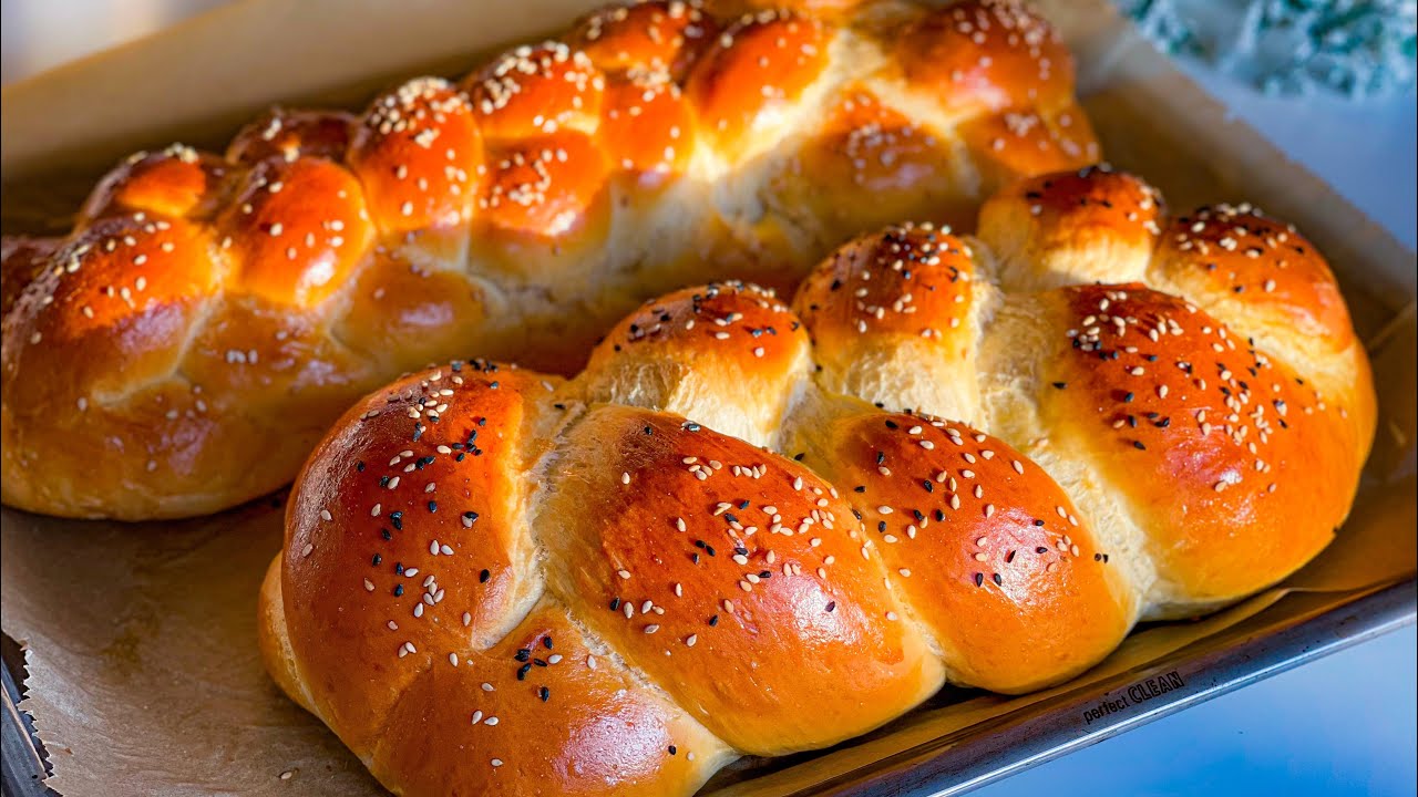 خبز الضفيرة او الخبز المجدول اقتصادي بدون حليب وبدون زبدة بعجينة قطنية وناجحة 💯جرب واحكم 👍🏻