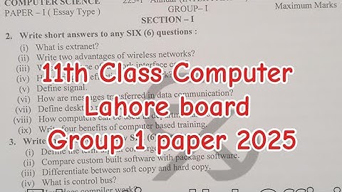 1st year Computer Lahore board group 1 paper 11th class computer Paper group 1