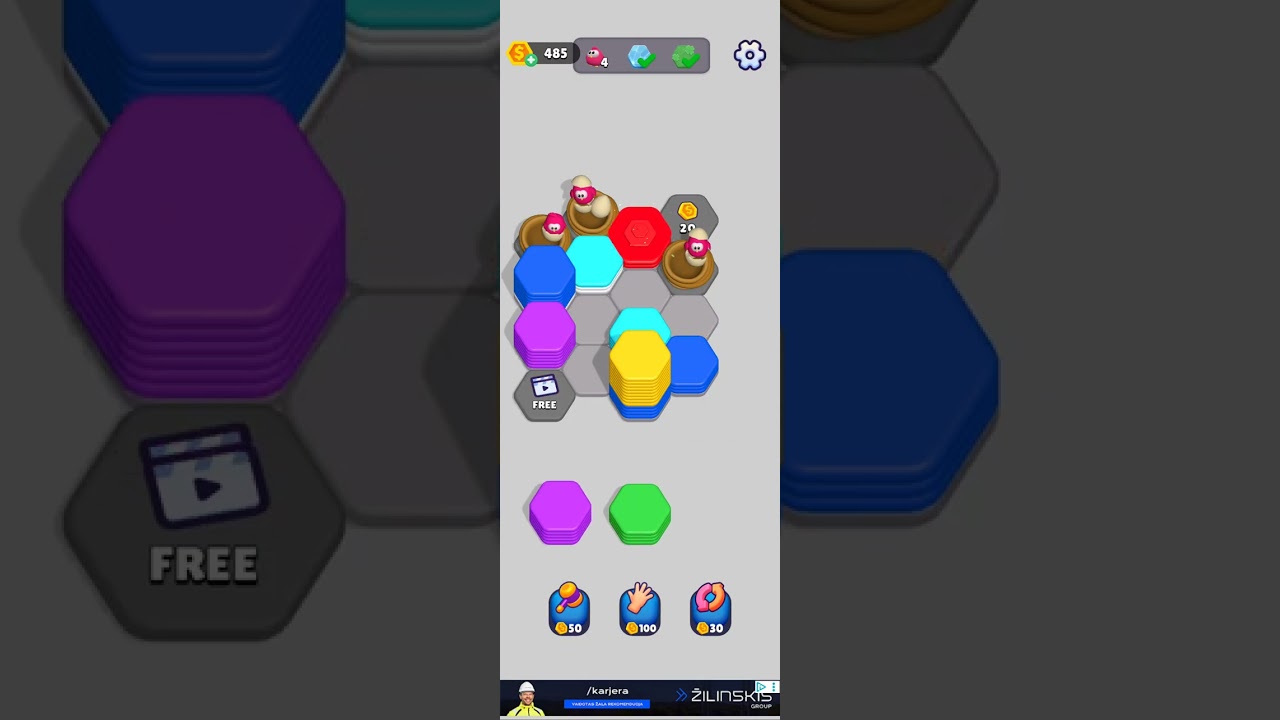 Hexa Sort level1047 hard 2  boosters used