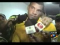 Colombian soccer player luis moreno  kicks an owl on live game