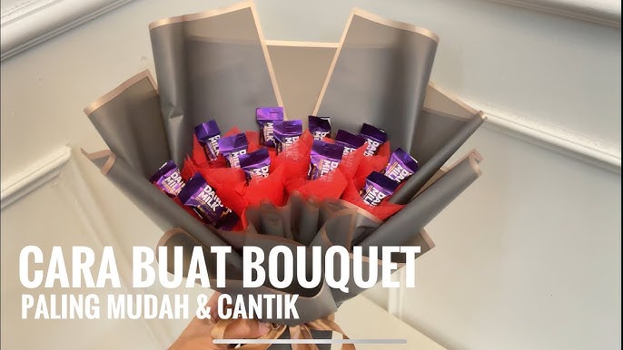 diy cara buat bouquet coklat simple