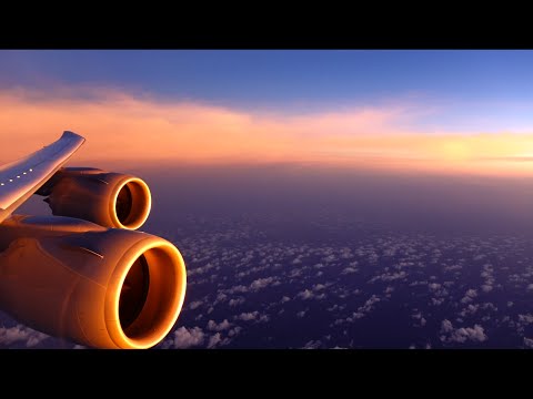 Lufthansa Boeing 747 8   through a stunning sunset to a spectacular night landing in Mexico City