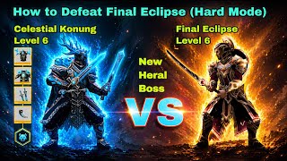 How to Defeat Final Eclipse New Boss Hard Mode Using Celestial Konung level 6 set: Shadow fight 3