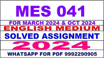 mes 041 solved assignment 2024 | mes 41 solved assignment in english 2023-24 | mes 41 2024