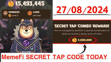 Memefi Secret Reward Combo Today /27/08/2024| Memefi 2,000,000 Coins Code