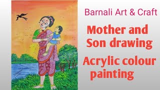 How to draw mother and son step by-step/Mother Day Drawing/Acrylic colour painting#147