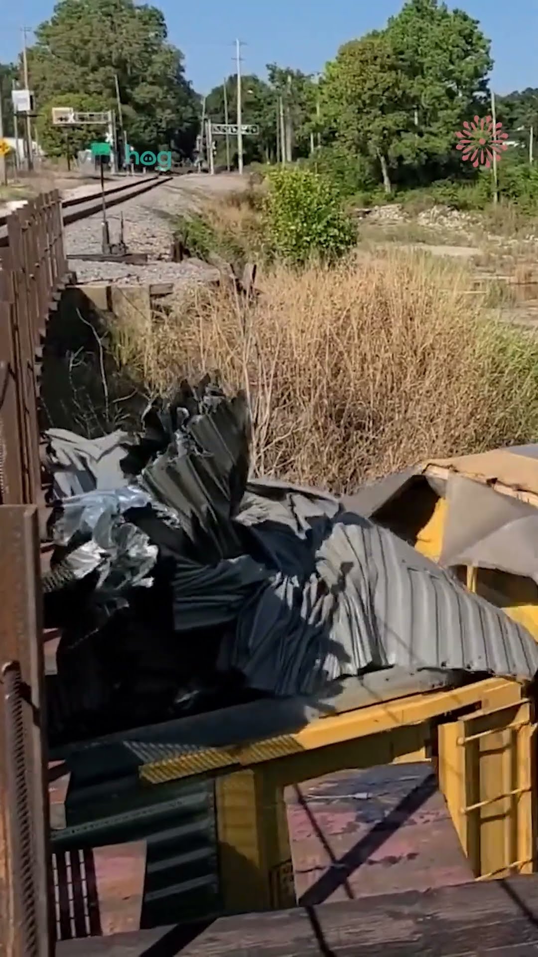 Train Car Roof Completely Shredded By Low Clearance Bridge! 🚆💥 #shorts #trains #fail