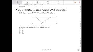 NYS Geometry Regions August 2018 question 1