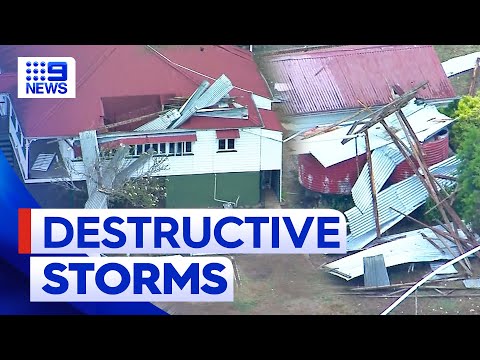 Destructive storms rip through south-east queensland | 9 news australia
