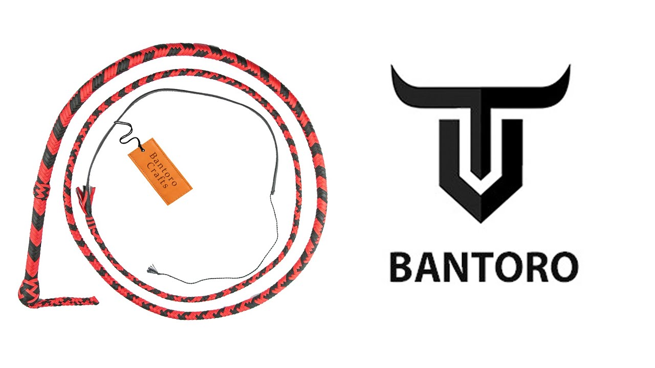 Frusta Indiana Jones In Paracord - Bullwhip Rosso Nero 16 Trecce Con Manico E Cracker