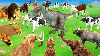 Mammoth Elephant vs Zombie Dinosaur Attack 10 Cow Buffalo Baby Elephant Saved By Monster Lion Fight
