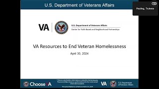 Overview of VA Resources to End Veteran Homelessness 04.30.2024