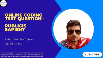 Publicis sapient Coding Test  Question and Answer  #python #sql #azure
