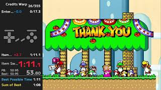 [WR] Super Mario World - Credits Warp (No Multitap) 1:06.21
