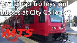 SDMTS Trolleys and Busses at City College Station