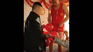 शादी की रसम in red underwear ? balloons  marriage traditonal shadi