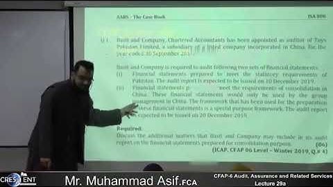 CFAP 6 Lecture 29A || Sir Muhammad Asif || December 2023 || Audit , Assurance and Related Services