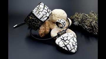 My Result. Faux "Cracked Marble" effect  polymer clay Bracelet, Ring and Necklace