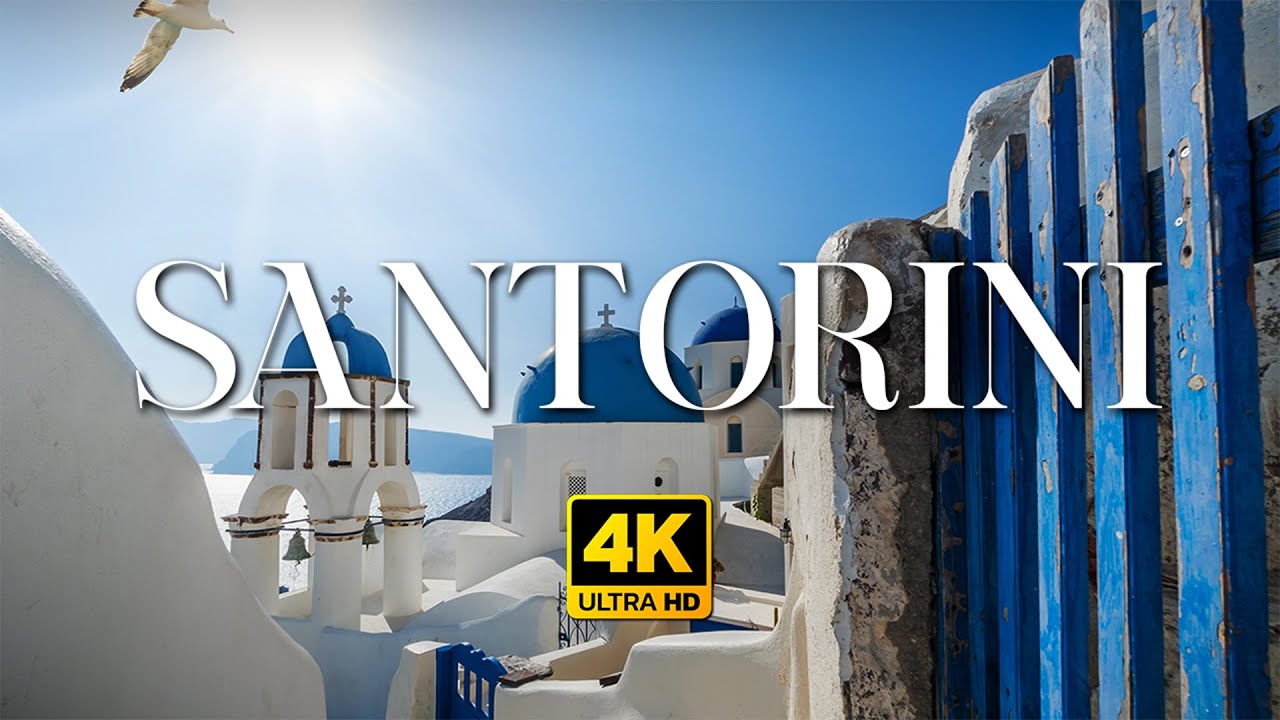 SANTORINI in 4K - Cinematic Travel Video with Relaxing Music