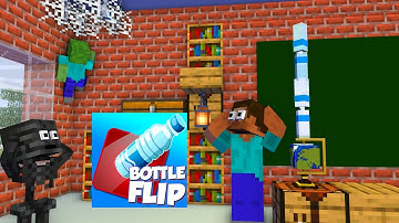 Monster School : BOTTLE FLIP CHALLENGE - Minecraft Animation