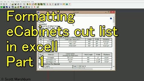 Formatting eCabinets cut list in excel Part1
