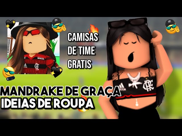 COMO SER MANDRAKE DE GRAÇA + Camisas de time grátis no roblox e ideias de  roupa MANDRAKE! parte 2 