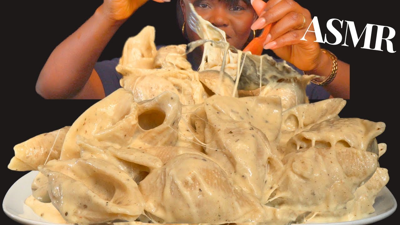 ASMR ALFREDO CREAMY CHEESY Conchiglie PASTA MUKBANG (NO Talking) |Slurpy Sticky Eating Sounds