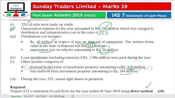 PE Q&A Sunday Traders Limited | ICAP Autumn 2019 | IAS 7 (FA141)