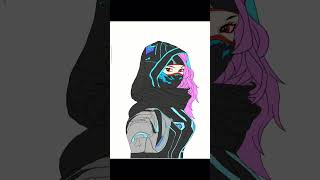 Cyber Ninja Girl Anime Drawing | Futuristic Samurai Artwork ✨#anime #animeart #digitalart #drawing